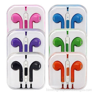 Colorful Earphones with Microphone and Volume Control, for iPhone 5, Customized Logos are Accepted